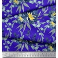 thumbnail image 2 of Soimoi Blue Velvet Fabric Leaves & Peony Floral Decor Fabric Printed Yard 60 Inch Wide, 2 of 3