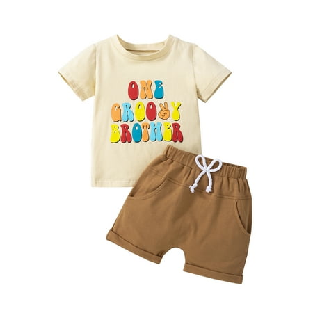 

Bagilaanoe 2pcs Toddler Baby Boy Short Pants Set Letter Print Short Sleeve T-Shirts Tops + Shorts 6M 12M 18M Infant Casual Summer Outfits