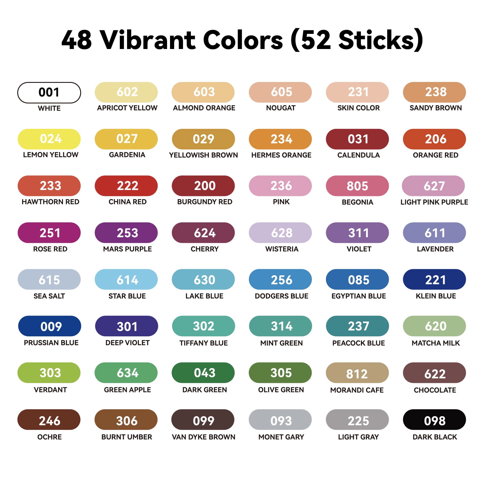 Lightwish Professional Oil Pastels, 48 Assorted Color and 4 White, Set of 52, Creamy&Vibrant Soft Oil Pastels for Artists