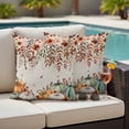 thumbnail image 4 of Orange Green Pumpkins Fall Outdoor Waterproof Pillow Covers, Thanksgiving Floral Botanical Rustic Decorative Square Throw Pillowcase Sofa Cushion Sham for Patio/Couch/Chair, 18"x18" 2 Pack, 4 of 8