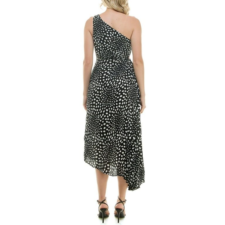 magnolia one-shoulder asymmetric body-con midi dress Dress The Population Magnolia Dress - Black