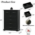 thumbnail image 6 of FANRAL Tall Dresser for Bedroom with 6 Drawers Chest of Drawers,Wooden Dresser Storage Cabinet with Metal Handles,Black Dresser, 6 of 8