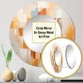 thumbnail image 3 of Designart "Colorful Retrovisions Beige Blue" Modern Midcentury Round Mirror Set of 3 - Mid-Century Beige Round Bathroom Wall Mirror Set, 3 of 5