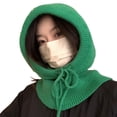 thumbnail image 2 of Guiexla Ladies Winter Balaclava Knitted Thick Solid Color Drawstring Elastic Ear Neck Protection Lightweight Warm Soft Unisex Women Men Cap Daily Hat, 2 of 8