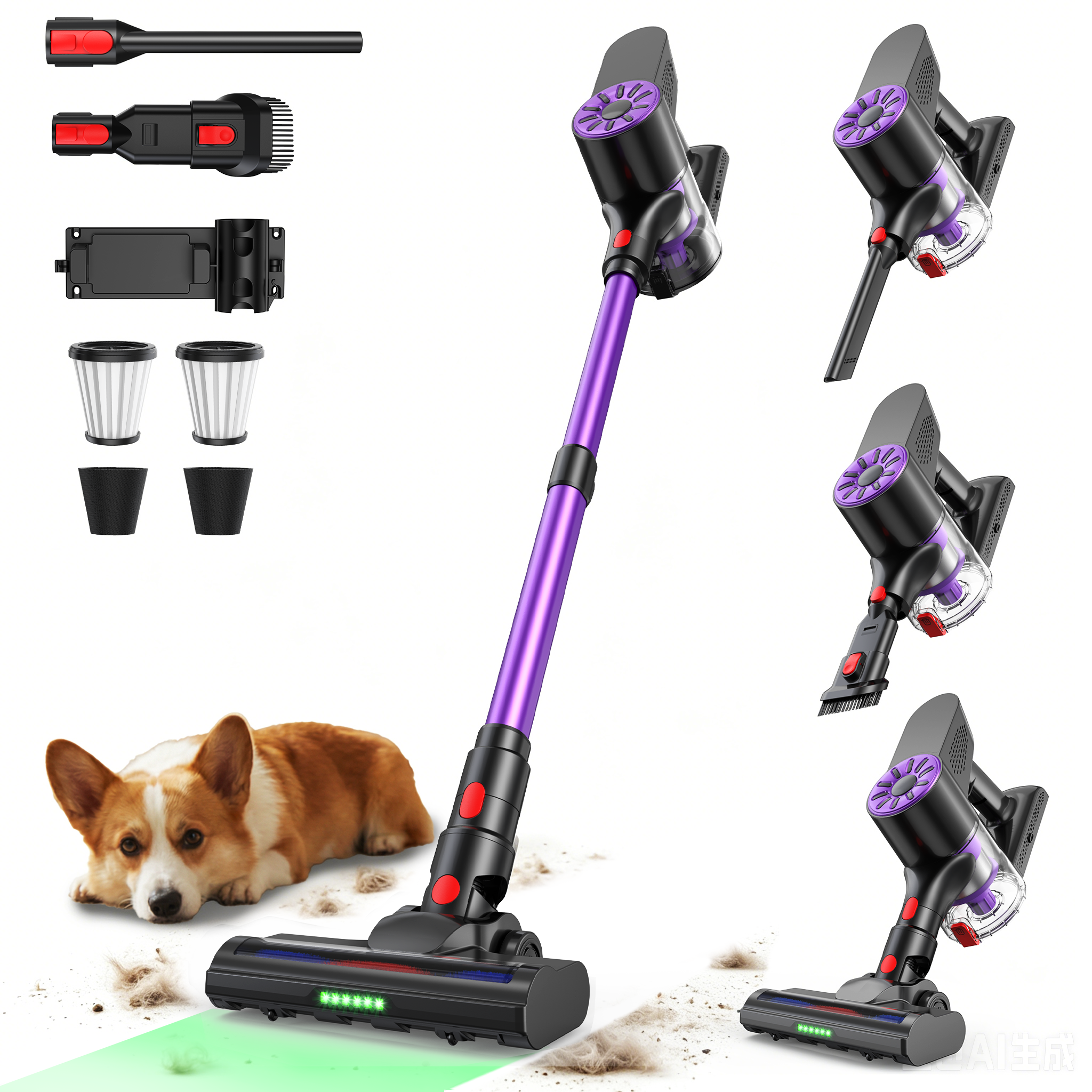 Maircle Cordless Stick Vacuum Cleaner, 36KPA Powerful Suction, 40-Min Runtime, Headlight, Lightweight Self-Standing Vacuum for Home Pet Hair Carpet Hardwood