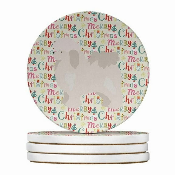 Bolognese Merry Christmas Large Sandstone Coasters Pack of 4 4 in x 4 in