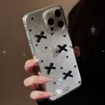 thumbnail image 4 of Funda de silicona suave con lazo de cinta negra Bling Korea para iPhone 15, 14, 13, 12 Pro Max, carcasa negra brillante a prueba de golpes, 4 of 4