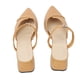 thumbnail image 4 of Sandalias de tacón con punta cerrada en punta para mujer, elegantes zapatillas de tacón con diamantes de imitación a la moda, color caqui 38, 4 of 14