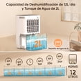 thumbnail image 4 of Deshumidificador de 12 L, 120 m² con Manguera de Drenaje, Depósito de Agua de 2LProtección contra Desbordamiento. Ideal para Sótanos, Dormitorios, Baños y Lavanderías., 4 of 8