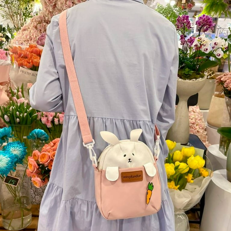 Bags for Women Cute Small Bag Female Character Cartoon Bunny Soft Girl Student Messenger Bag Laptop Rucksack for Women 16 Inch Red One Size
