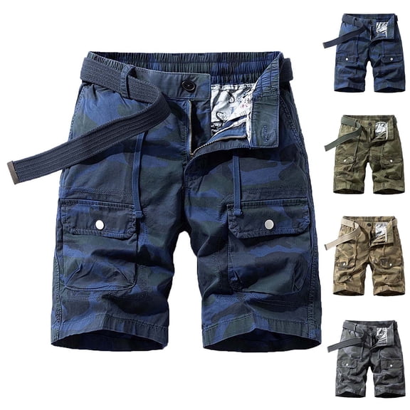 DDAPJ pyju Mens Cargo Shorts Camouflage Casual Hiking Shorts Cotton Ripstop Tactical Shorts Lightweight Outdoor Work Shorts with Multi Pockets Gray M
