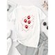 thumbnail image 2 of Women's Casual White T-Shirt with Blue Paw Print Heart Design - Round Neck, Short Sleeve, Comfortable Polyester Blend, Ideal for Casual Attire, Everyday Tshirt|Trendy Apparel|Knit Fabric, 2 of 6