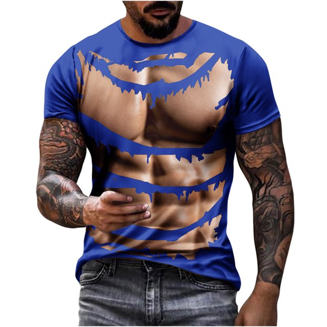 Birdeem Chemises pour Hommes Décontractées T-Shirt Imprimé Muscle Tee Graphique Tee Extérieur Quotidien Vacances Manches Courtes Col Rond Printemps Été Vêtements