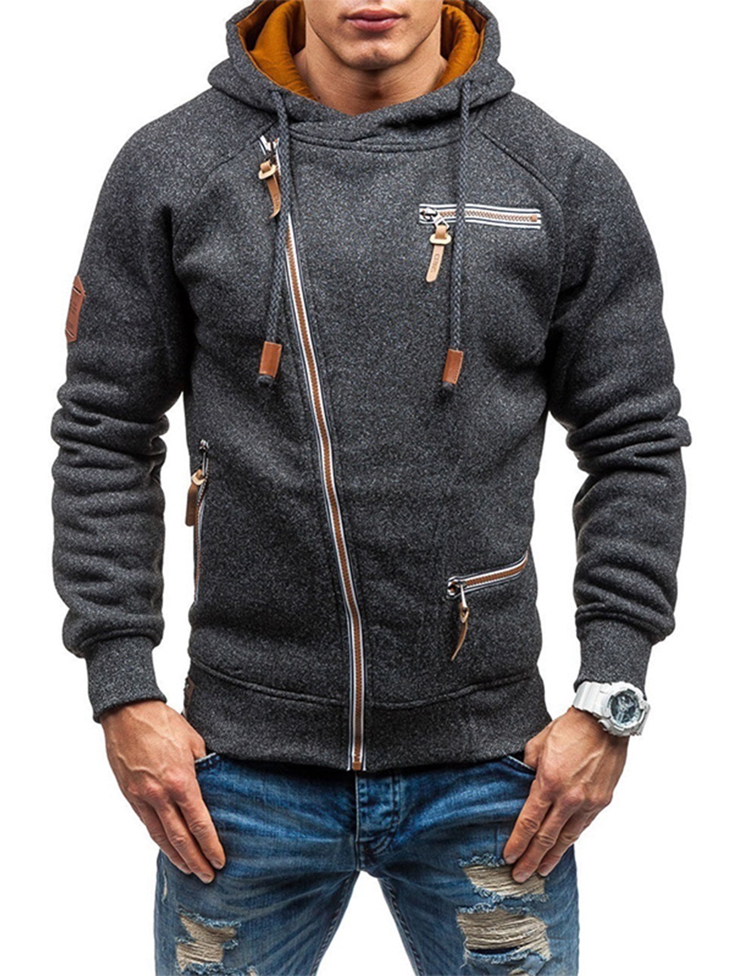 Mens Hooded Sweatshirt Sweater Jumper Pullover Outwear Jacket Coat Tops 