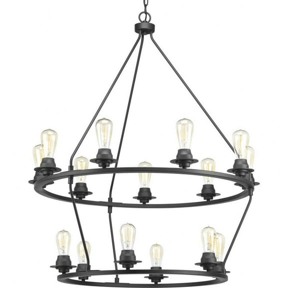 P400017-143-Progress Lighting-Debut - Chandeliers Light - 15 Light in Farmhouse style - 36 Inches wide by 41.63 Inches high-Graphite Finish