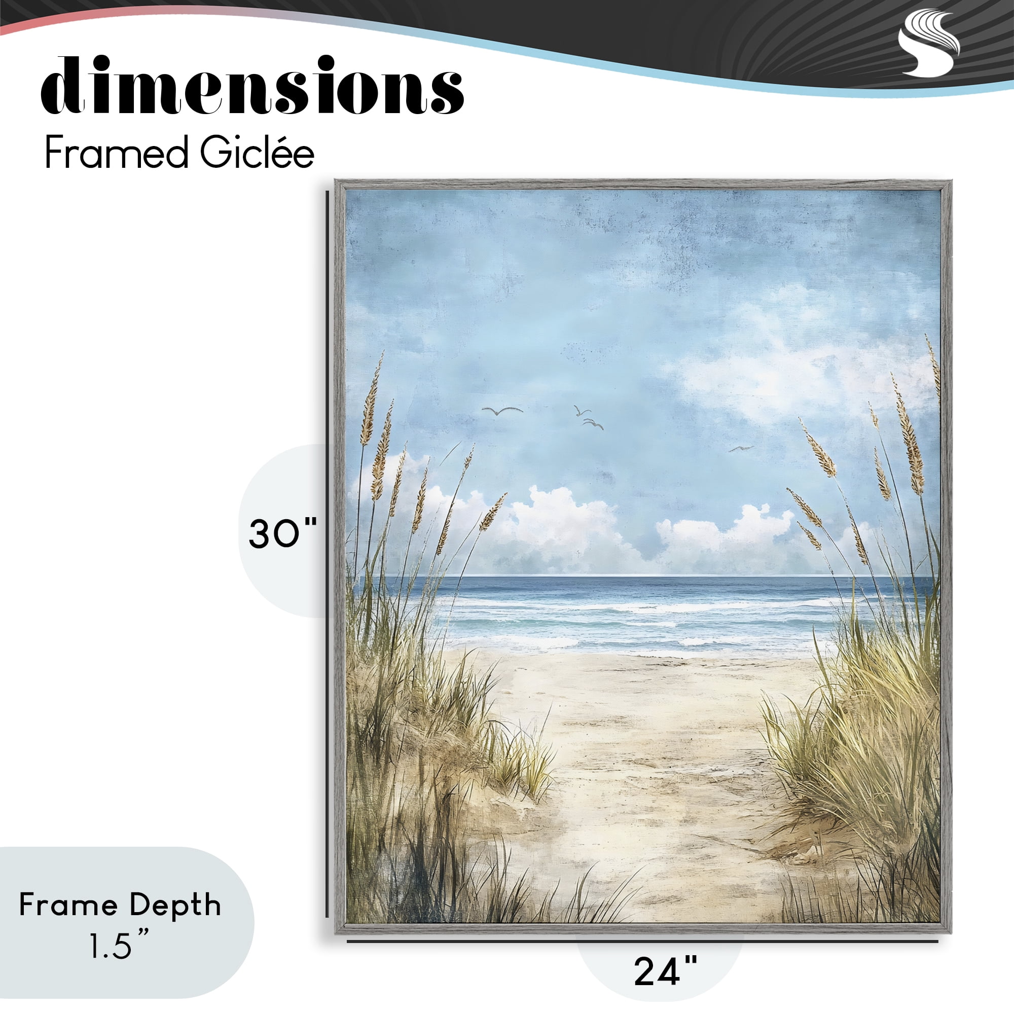 Stupell Industries Free Seagulls over Beach Dunes Gray Framed Giclee Art, design by Creative Studio