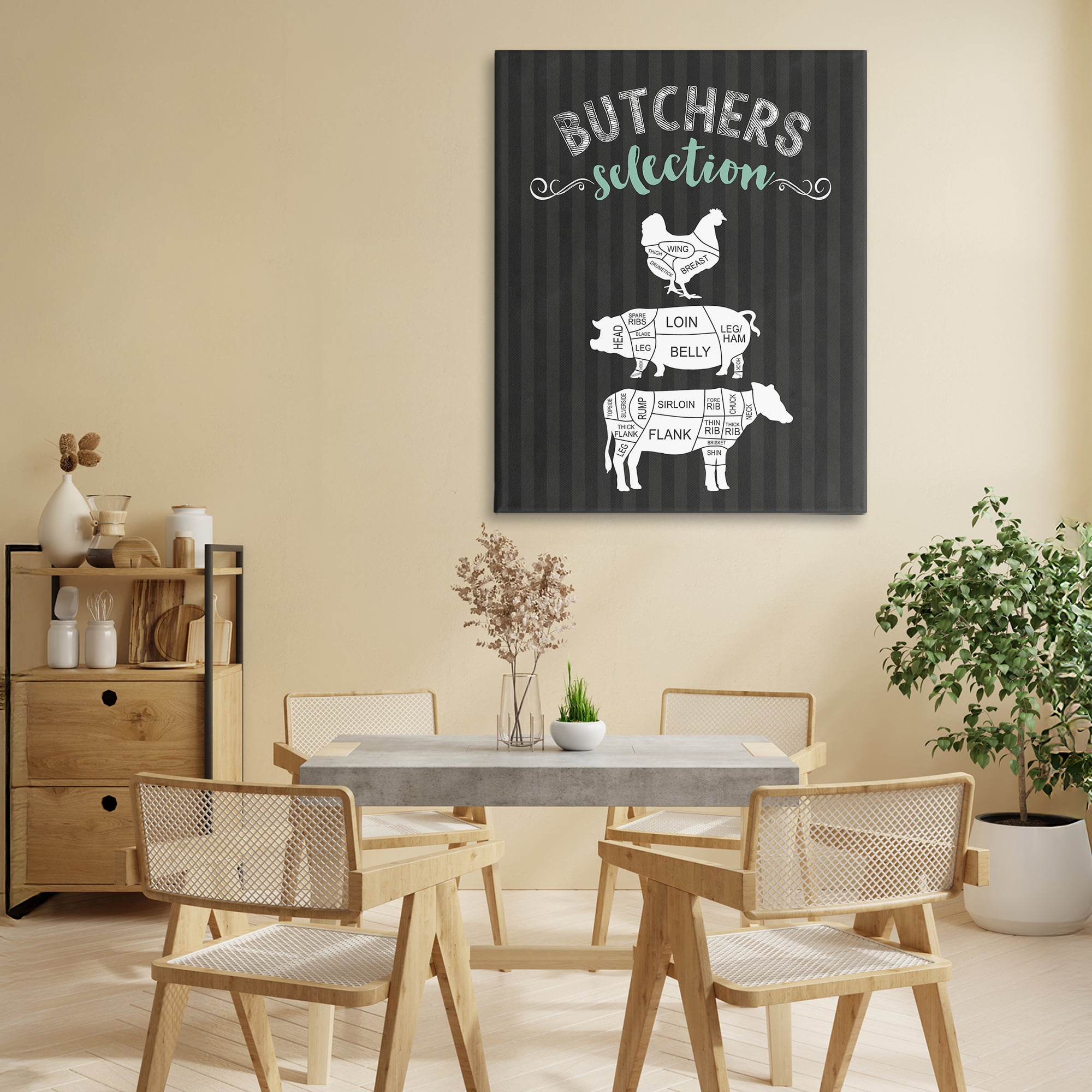Butchers Selection Animal Sections Canvas Wall Art, design by Lettered and Lined