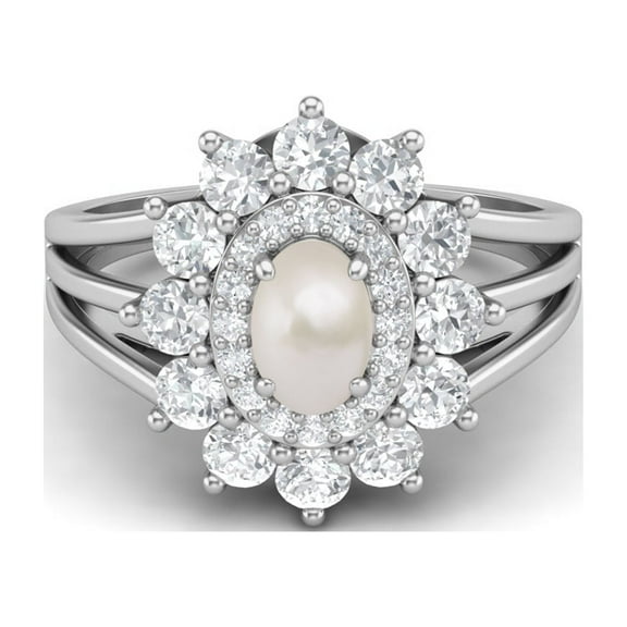 Mooneye 4.03 Ctw Oval Natural Pearl 925 Sterling Silver Solitaire Women Valentines Day Gifts Ring