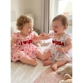 thumbnail image 6 of BemeyourBBs Newborn Baby Girl 4th of July Romper Dress Outfit Patriotic Independent Day Summer Smocked Dress Cute I Love USA Letters Embroidery Flying Sleeve Star Print Tulle Tutu Dress Playsuit, 6 of 9