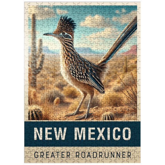 MyPuzzle - State Birds Series: New Mexico, Greater Roadrunner - Premium 500 Piece Jigsaw Puzzle for Adults