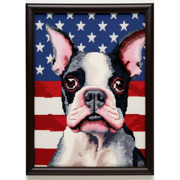 5D Diamond Art Painting Boston Terrier Dog DIY Paint with Full Drill Round Diamond Gems Painting by Number Kits for Adults Art Craft Home Wall Decor 15.8x19.8in