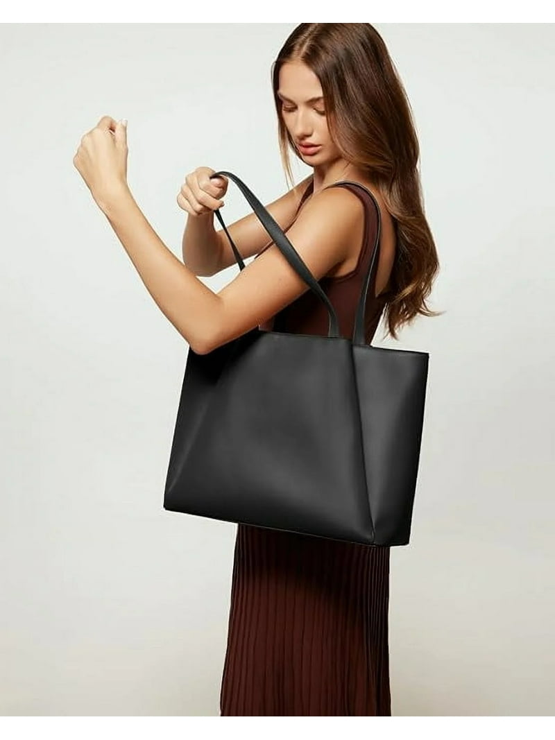 Laptop Tote Large Tote Bag For Work With Zipper APRYL Black Tote