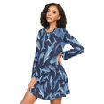 thumbnail image 3 of FORMRS Womens Long Sleeve Nightgowns Crew Neck Sleep Shirt Soft Pajamas Sizes S-3XL, Watercolor Shark Pattern, 3 of 8