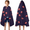 thumbnail image 3 of Red Strawberry Plants Dark Pattern Hooded Bath Towel，50"x30" for Ages 3 To 12 Kids, Quick Dry Lightweight Soft Microfiber Hood Beach Towel Cover Up for Kids, 3 of 7