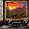 thumbnail image 6 of Saguaro Cactus in Sonoran Desert at Sunset Against Rugged Majestic Vintage for Nature Lovers Desert Landscape Art Housewarming Gift Tapestry Wall Hanging for Bedroom and Living Room, 6 of 7