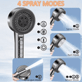 thumbnail image 2 of SDXMG Handheld Pressurized Shower Head Set, Four Spray Mode Ion Shower Heads, with On/Off Switch, Filter Shower Massager with Hose and Adjustable Hard Water Bracket, 2 of 5