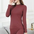 thumbnail image 2 of SNOWSONG Fleece Lined Leggings Women, Womens Padded Thickened Wool Thermal Underwear Set Long Sleeve Bottoms + Pants Two Piece Set, Winter Clothes for Women, Pajamas Set for Women Wine L, 2 of 3
