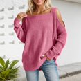 thumbnail image 2 of Wovix Womens Oversized Sweater Solid Color Off The Shoulder Pullover Long Sleeve Sweaters Cable Knit Striped Tops Trendy Casual Loose Tops For Daily, 2 of 5