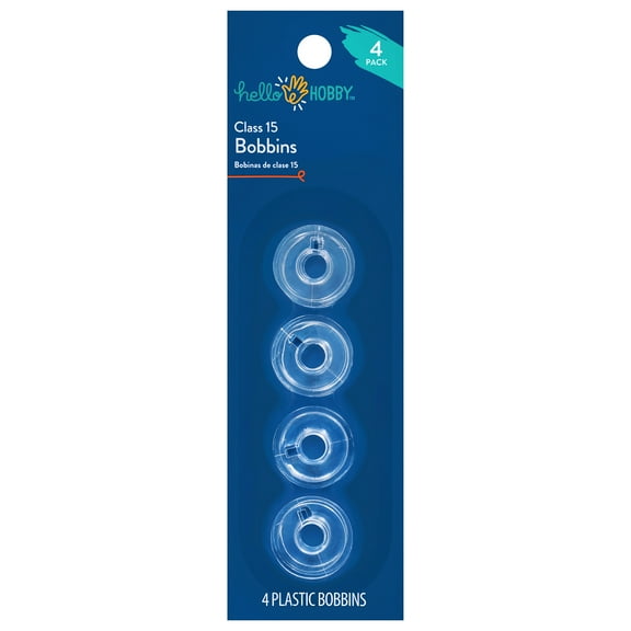 Hello Hobby Class 15 Plastic Clear Transparent Bobbins, 4 Count