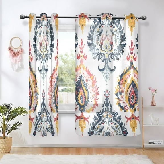 Floral Totems Blackout Curtains Thermal Insulation 63 inch Grommet for Bedroom Living Room Bathroom Kitchen Windows 2 Pack