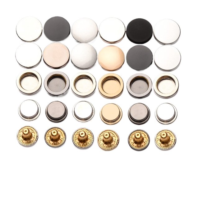Brass Snap Buttons for Down Jackets - Set with Mother-and-Daughter Buttons and Concealed Style