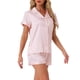 thumbnail image 4 of Conjuntos de pijama para mujeres INSPIRE CHIC, camiseta de manga corta con botones y pantalones cortos, conjuntos de lounge M rosas, 4 of 5