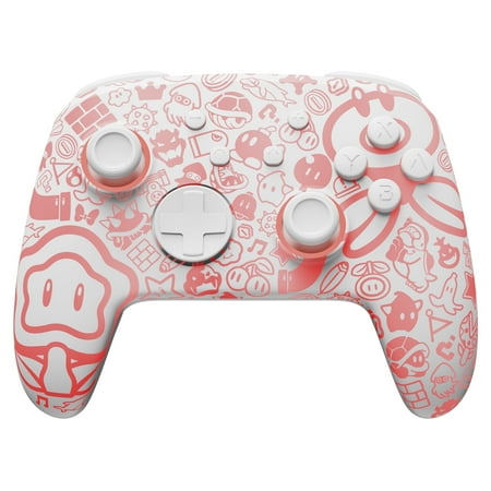 [Luminous Pattern]Funlab Firefly Switch Pro Controller Wireless Compatible with Nintendo Switch/OLED/Lite, Bluetooth Gamepad Remote with 7 LED Colors/NFC/Paddle/Turbo for Mario Fans - Wonder White