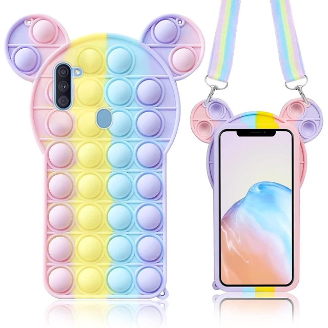 A11 Rainbow cartoon Diversión de moda para Samsung Galaxy A11, linda funda de teléfono de dibujos animados para niñas y adolescentes, funda de silicona suave para teléfono Bubbl