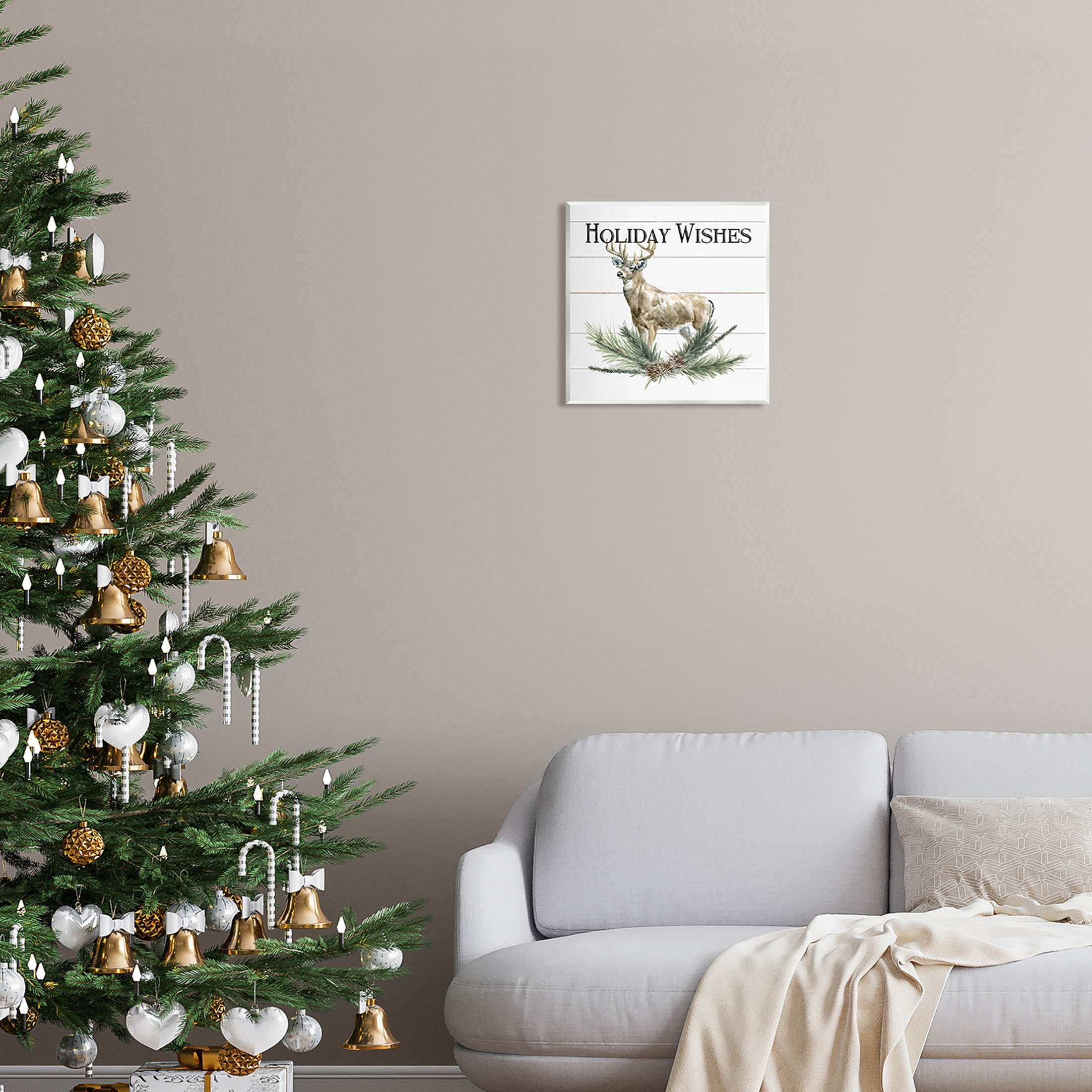 Stupell Industries Holiday Wishes Seasonal Deer Graphic Art Unframed Art Print Wall Art, Design by Carol Robinson