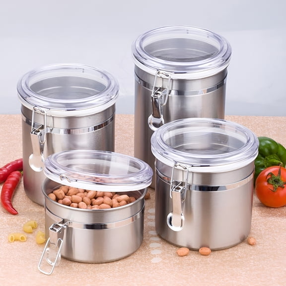ACDANC Airtight Stainless Steel Jar Canister Coffee Flour Sugar Tea Container Holder
