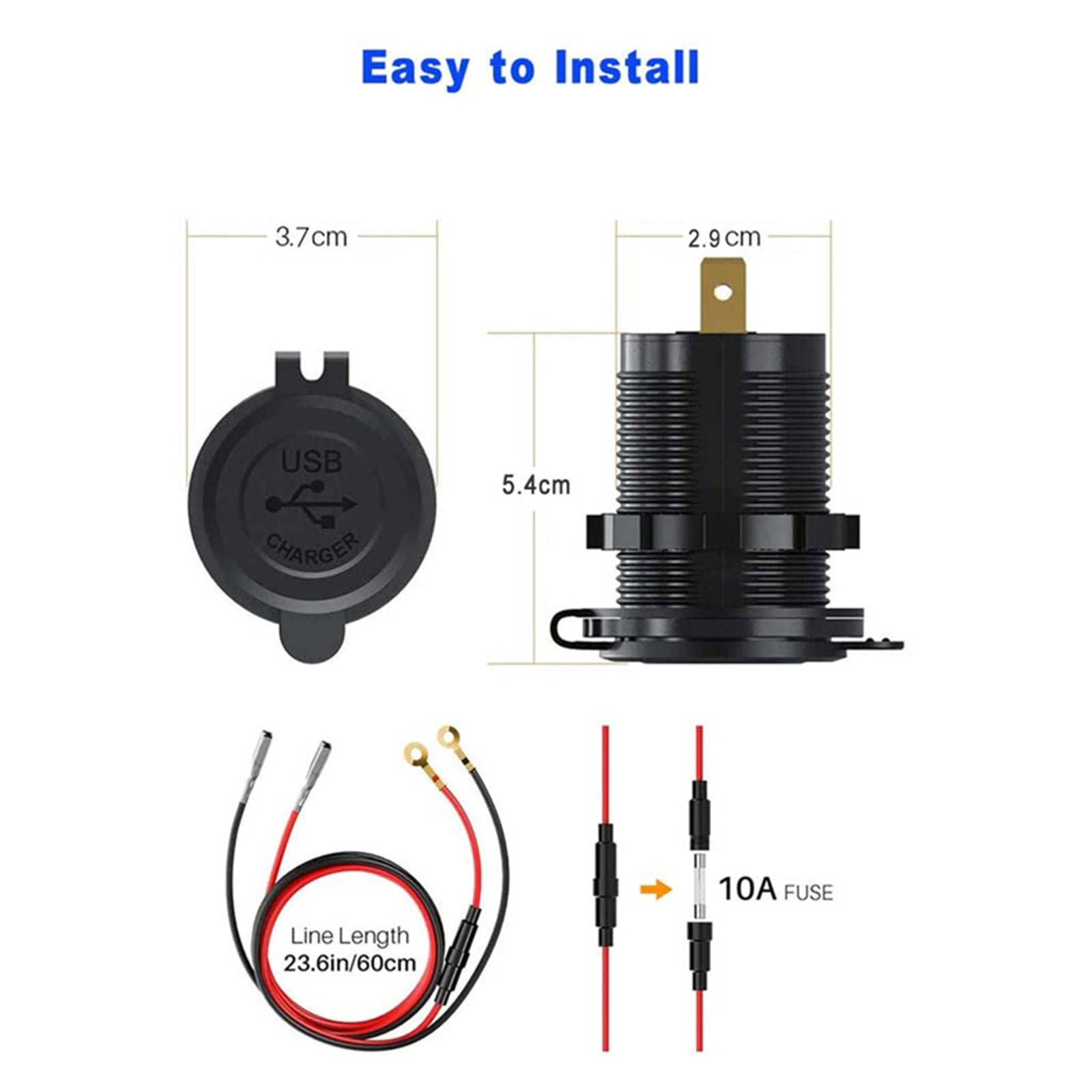 Touch Switch Car Dual USB Charger Socket Waterproof Universal Mobile Phone Truck Charging Tablet Charge For Phone Charging Station For Multiple Devices ,Multi-Device Charger