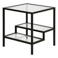 thumbnail image 1 of Pemberly Row Table d'Appoint Moderne en Métal à Deux Niveaux avec Plateau en Verre en Noir, 1 of 9