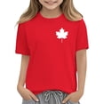 thumbnail image 4 of Zpanxa T-Shirts pour Tout-Petites Fille Imprimé Feuille d'Érable Manches Courtes Col Rond Haut Décontracté en Coton 7 Ans, 4 of 6