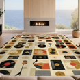 thumbnail image 2 of Design&I 8'x10' Washable Area Rug Sleek Flatweave Pet Friendly Record Vinyl Retro Music Abstract Turntable Motif Cd Disc Shape for King Size Bedroom, Under Bed, 2 of 7