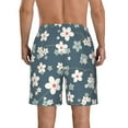 thumbnail image 3 of Bixox Men's Blue Flower printing Casual Classic Fit Short Summer Beach Shorts, 3 of 6