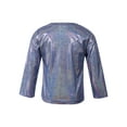 thumbnail image 2 of Yartina Kids Girls Shiny Metallic Jazz Hip Hop Dance T-Shirt Long Sleeve Loose Tops for Stage Club Royal Blue 120, 2 of 7