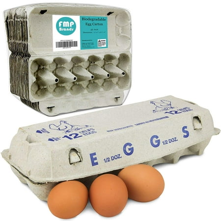 [18 Pack] Printed Pulp Egg Cartons - Empty Large Eggs Storage, Reusable Holder Tray and Bulk Box Containers, Hold 1 Dozen of Fresh Farm Chicken and Duck Eggs for Kitchen, Farmhouse, Grocery (Best Reusable Egg Carton)