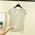 thumbnail image 2 of hotojiny Summer Tops for Women Breathable Cap Sleeve V Neck Loose Fit Tshirt Soft Comfy Casual Pajama Shirt Tunic Blouse, 2 of 5
