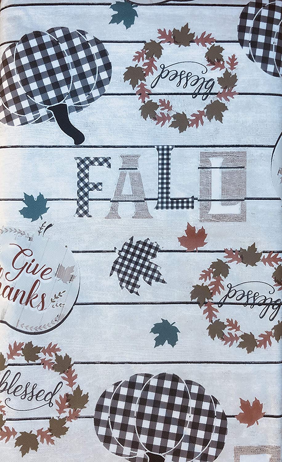Fall Words Autumn Thanksgiving Party Decoration Flannel-Backed Tablecover