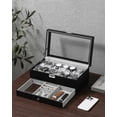 thumbnail image 4 of Professional 12 Slot Watch Box with Versatile Jewelry Drawer, Premium PU Leather Watch Display Organizer for Men and Women, Large Real Glass Top Watch Collection Case with Soft Interior, Black, 4 of 6